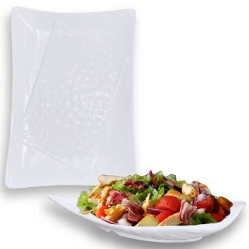 Kit 2 Travessas 37,3 Cm Salada + 2 Pratos Retos 27 Cm + 4 Colheres Finger Food + 4 Molheiras Melamina