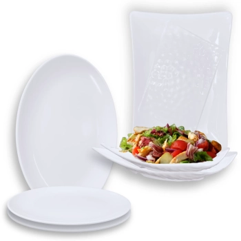 Kit 2 Travessas 37,3 Cm para Salada / Fruteira + 2 Travessas Ovais 33 Cm Melamina Restaurante Buffet