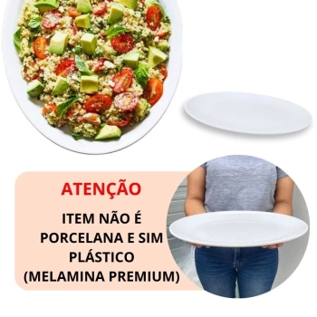 Kit 2 Travessas 37,3 Cm para Salada / Fruteira + 2 Travessas Ovais 33 Cm Melamina Restaurante Buffet