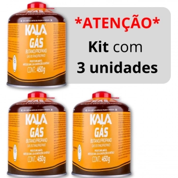 Kit 3 Cartuchos de Gs 450g com Vlvula de Segurana Kala