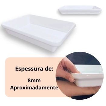 Kit Travessa 44,5 Cm Retangular + 2 Travessas 30 Cm com Borda para Restaurante Melamina Profissional