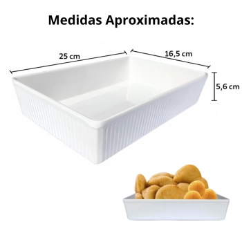 Kit 2 Travessas 44,5 Cm + 4 Tigelas 25 Cm Estriada + 4 Molheiras 225 Ml Estriada em Melamina para Restaurante