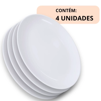 Kit 4 Travessas 33 Cm Prato Oval para Buffet Restaurante Melamina Premium Profissional Branca Rasa