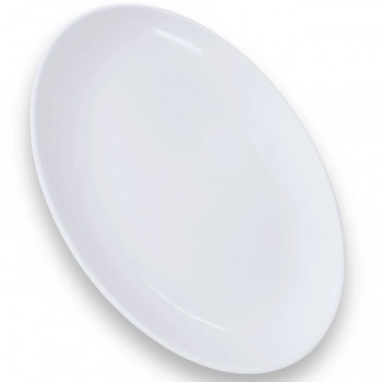 Kit 12 Travessas 33 Cm Prato Oval para Buffet Restaurante Melamina Premium Profissional Branca Rasa