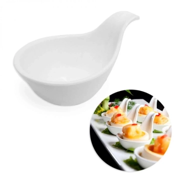 Kit 6 Travessas 33 Cm Prato Oval + 6 Colheres em Melamina Profissional Finger Food Buffet