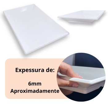 Kit 2 Travessas 40,5 Cm + 2 Travessas Formato Folha 50 Cm + 4 Pratos Melamina 24,5 Cm