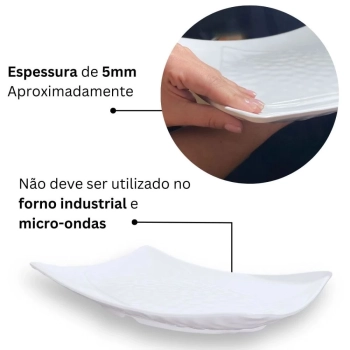 Kit 2 Travessas 40,5 Cm + 2 Travessas Formato Folha 50 Cm + 4 Pratos Melamina 24,5 Cm