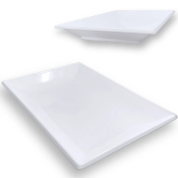 Kit 2 Travessas 40,5 Cm + 2 Travessas Formato Folha 50 Cm + 4 Pratos Melamina 24,5 Cm