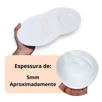 Kit 2 Tigelas 800 Ml Oval 24 Cm Ondulada + 1 Petisqueira 25,5 Cm 3 Divisrias Melamina Profissional