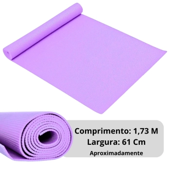 Kit Colchonete Lilas 1,73 M + Bola Suia 55 Cm Pilates + Mini Band Elastico Super Forte para Exerccios