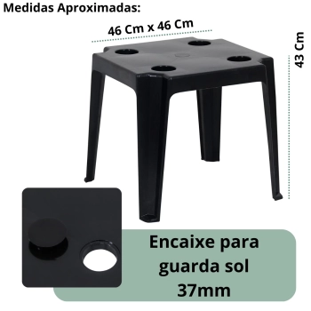 Kit 2 Mesas de Apoio Plstica Bel Multiuso com Porta-copos Preta Pequenas