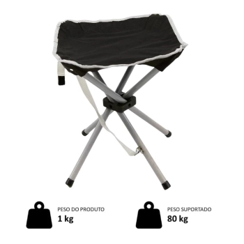 Kit Camping Guarda Sol Bagum 2 Metros + Base Preta 18 L + Banqueta Dobrvel