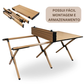 Mesa Dobrvel Ntk Frade 120 Cm X 60 Cm Porttil em Ao para Camping e Pesca