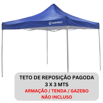 Teto Cobertura para Gazebo Pagoda Lona 3 X 3 Metros Azul Polister Oxford Guepardo