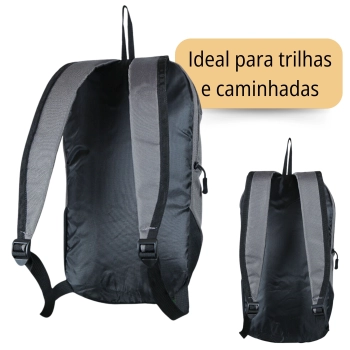 Kit Bolsa para Caminhada Cinza Ntk Ioio + Lanterna de Cabea com Sensor + Copo Ao Inox Antiqueda