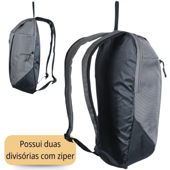 Kit Bolsa para Caminhada Cinza Ntk Ioio + Lanterna de Cabea com Sensor + Copo Ao Inox Antiqueda