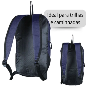 Kit Bolsa para Caminhada Azul Ioio Ntk + Cantil de Alumnio Nautika 900 Ml Preto para Camping