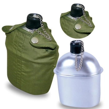 Kit Bolsa para Caminhada Cinza Ioio Ntk + Cantil de Alumnio Nautika 900 Ml Verde Militar Camping