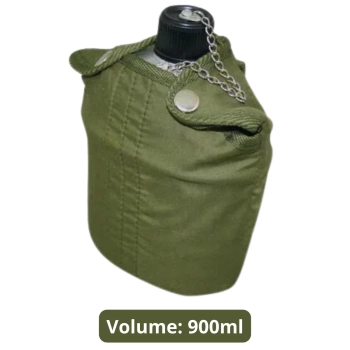 Kit Bolsa para Caminhada Cinza Ioio Ntk + Cantil de Alumnio Nautika 900 Ml Verde Militar Camping