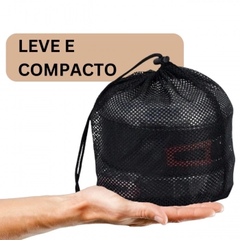 Kit Galo Colapsvel Recipiente de gua Dobrvel 10l + Jogo de Panelas Camp 2 Ntk 7 Peas Camping e Pesca