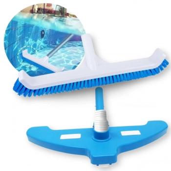 Kit Aspirador Asa Delta com 3 Rodas Sem Cabo + Escova Curva 44 Cm para Piscina Fibra/ Alvenaria