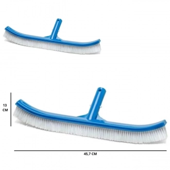 Kit Escova Curva 45,7 Cm + Mangueria 32mm 8 M + Sulfato de Alumnio Decantador Piscinas Fibra/ Alvenaria