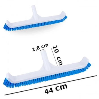 Kit Escova Curva 44 Cm + Haste Retrtil 3,60 M + Algicida Manuteno + Limpa Bordas Piscina Fibra/ Alvenaria