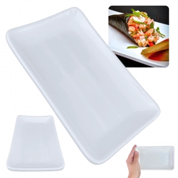 Kit 5 Travessas Pratos Retangulares Branco para Petiscos e Sushi 17,8 Cm para Restaurante Melamina Premium