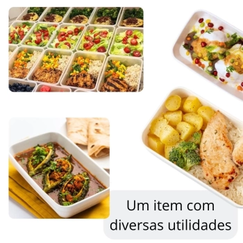 Travessa Tigela 22,5 Cm Retangular para Buffet Restaurante Cozinha Melamina Premium Profissional Branca