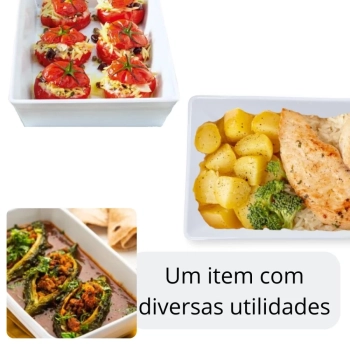 Travessa 25 Cm Retangular Funda para Buffet Restaurante Profissional Melamina Premium Branca