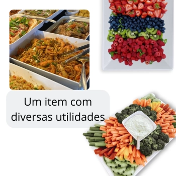 Travessa 49 Cm Retangular Funda para Buffet Restaurante Profissional Melamina Premium Branca