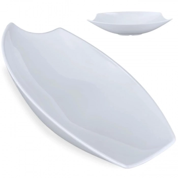 Travessa para Buffet Salada 46cm Oval Curva Funda para Restaurante Melamina Premium Resistente Branca