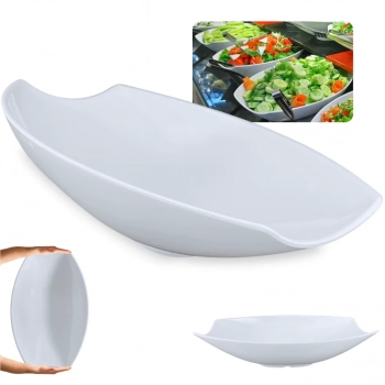 Kit 2 Travessas 30,5cm Ilustrada Quadrada + Travessa Salada 41cm Oval Curva para Restaurante Profissional