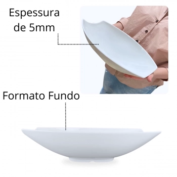 Kit 2 Travessas 30,5cm Ilustrada Quadrada + Travessa Salada 41cm Oval Curva para Restaurante Profissional