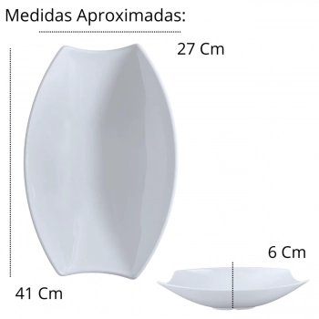 Kit 2 Travessas 30,5cm Ilustrada Quadrada + Travessa Salada 41cm Oval Curva para Restaurante Profissional