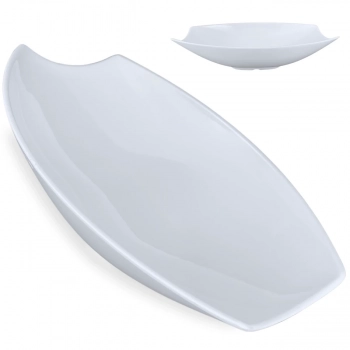 Travessa para Buffet Salada 41cm Oval Curva Funda para Restaurante Melamina Premium Resistente Branca