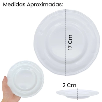 Kit 4 Pratos Fundos 22,5 Cm + 4 Pratos Rasos 26,5 Cm + 4 Pratos Sobremesa 17 Cm + 2 Travessas 36 Cm Melamina / Plstico