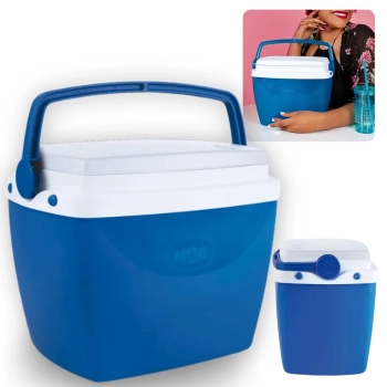 Kit Cadeira de Praia Xadrez Ao + Caixa Termica Azul Pequena 6 L para Passeios Ao Ar Livre