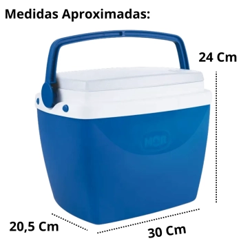 Kit Cadeira de Praia Xadrez Ao + Caixa Termica Azul Pequena 6 L para Passeios Ao Ar Livre