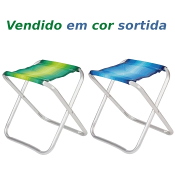 Kit 2 Banquetas Aluminio Dobrveis + Caixa Termica Azul Pequena 6 L para Passeios Ao Ar Livre