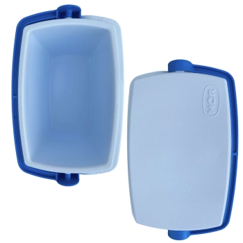 Kit 2 Banquetas Aluminio Dobrveis + Caixa Termica Azul Pequena 6 L para Passeios Ao Ar Livre