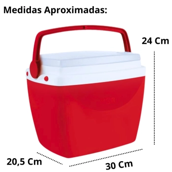 Kit Caixa Trmica Vermelho Cooler Pequeno 6 L Mor + Garrafa Squeeze 500 Ml para Lanches e Bebidas