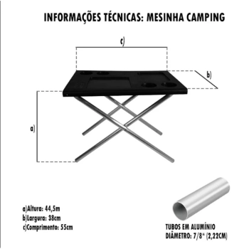 Kit Mesa Multiuso Dobrvel Porttil Preta + Caixa Trmica 18 L Verde e Preta para Camping/ Praia e Pesca