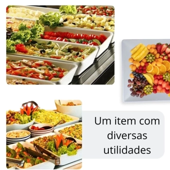 Kit 12 Tigelas de 35 Cm Retangular Funda para Buffet Restaurante Profissional Melamina Premium Branca