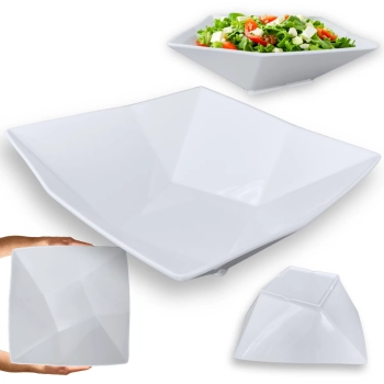 Kit 2 Tigelas Quadradas Geomtrica 32,5 Cm Grande + 4 Travessas para Buffet 25 Cm Funda Melamina Premium