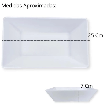 Kit 2 Tigelas Quadradas Geomtrica 32,5 Cm Grande + 4 Travessas para Buffet 25 Cm Funda Melamina Premium