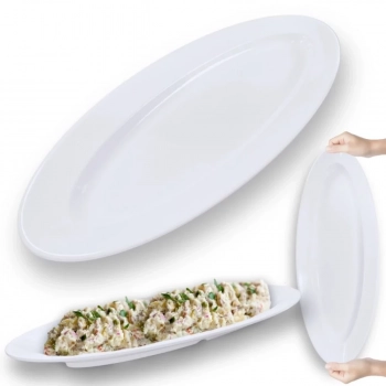 Kit Travessa Prato Oval 45,5 Cm + 2 Travessas Ovais de 60 Cm Rasas em Melamina Profissional para Buffet