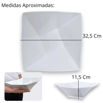 Kit 2 Travessas 49 Cm Retangulares Buffet + 4 Travessas Grandes 32,5 Cm Quadradas para Buffet Melamina Profissional