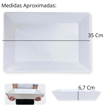 Kit 2 Travessas de 44,7 Cm + 2 Travessas de 35 Cm + 4 Travessas de 25 Cm para Buffet Retangulares em Melamina