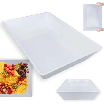 Kit 2 Travessas 49 Cm + 4 Travessas 35 Cm Retangulares Fundas para Buffet Melamina Profissional